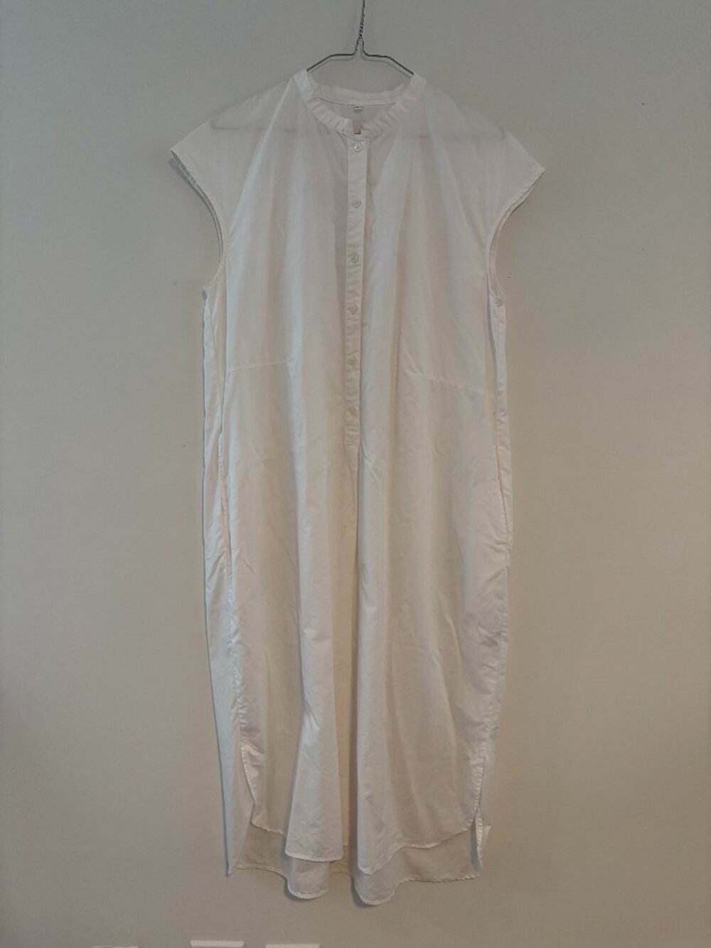 Muji Cotton French Sleeve Button Dress in White M
